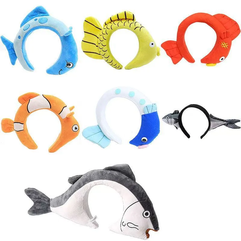 Cute Cartoon Dinosaur & Shark Headband Set – Funny Plush Animal Hair Hoop for Women, Kawaii Face Wash Headband for Skincare & Makeup, Adorable Hair Accessory